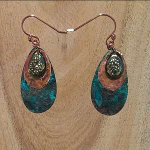 Patinated copper earrings