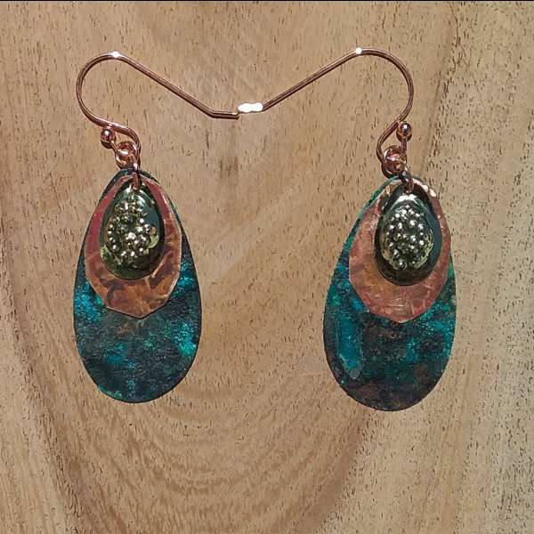 Patinated copper earrings