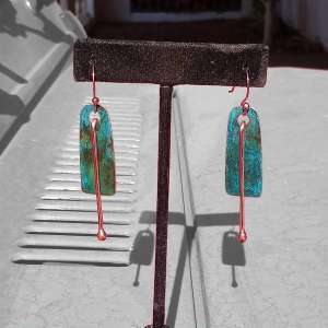 rustic patinated copper earrings