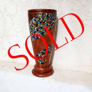 sold mosaic wood vase