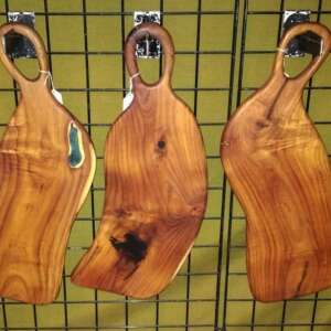 Freeform organic Sissoo serving boards with handle